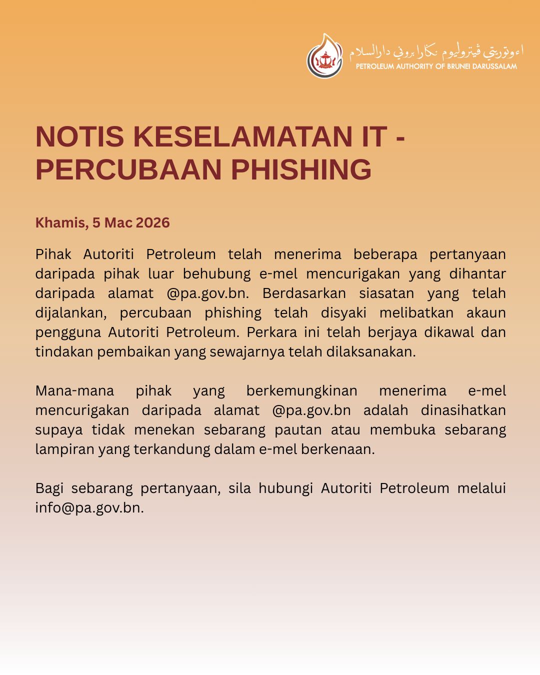IT Security Notice - Phishing Attempt